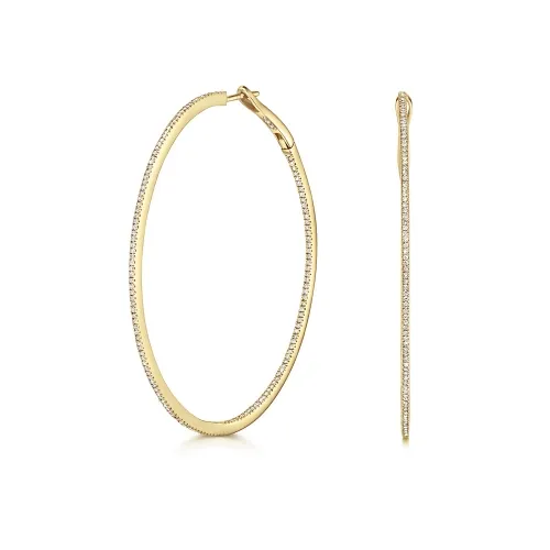 Round Hoop Earrings Gold 53MM 0.87ct